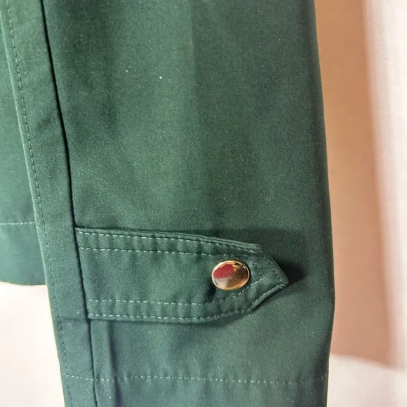 LOFT Dark Green Hooded Jacket with Gold Accents - Picture 3 of 12